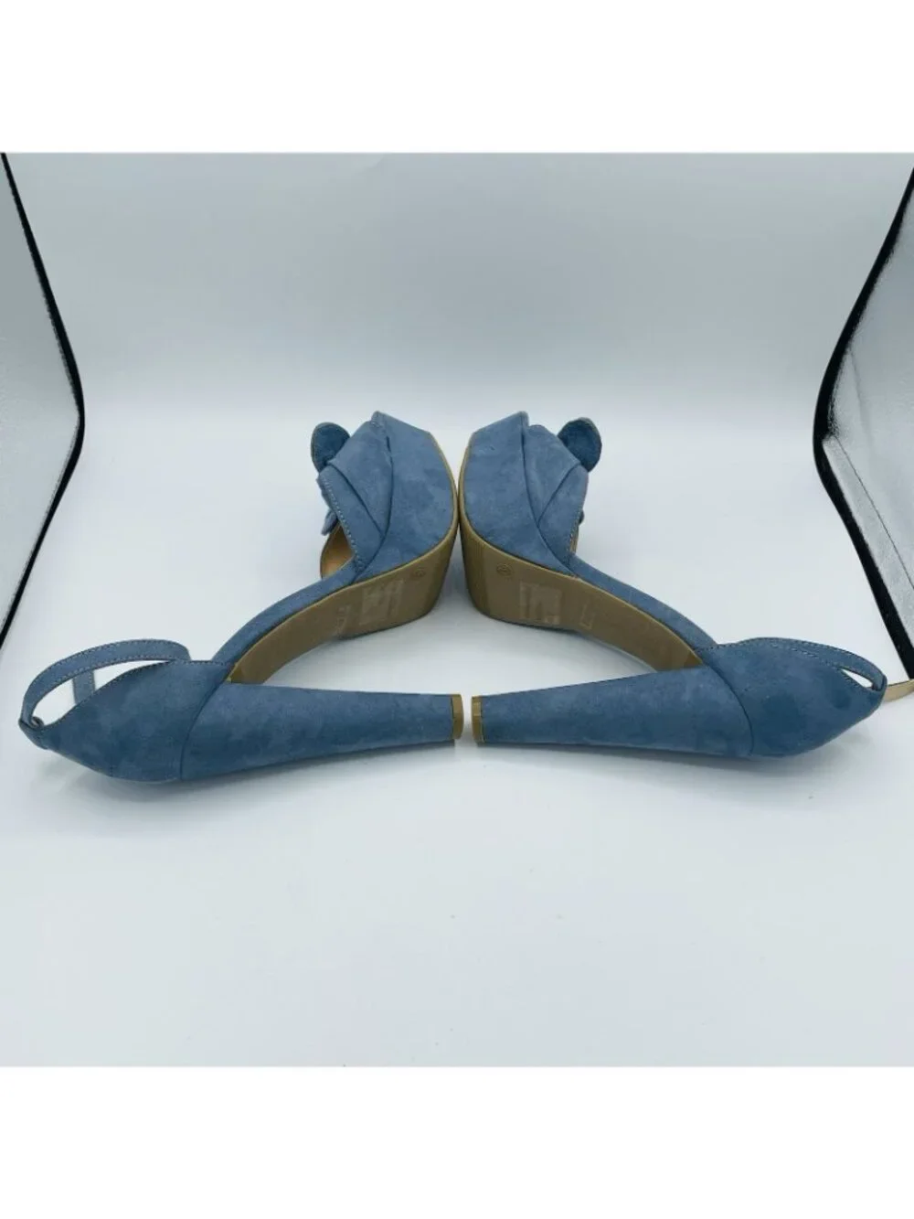 Charlotte Russe Womens High Heels Size 8 Blue Ankle Strap Bow Sandals Shoes